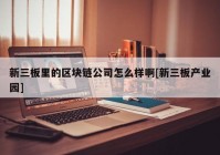 新三板里的区块链公司怎么样啊[新三板产业园]